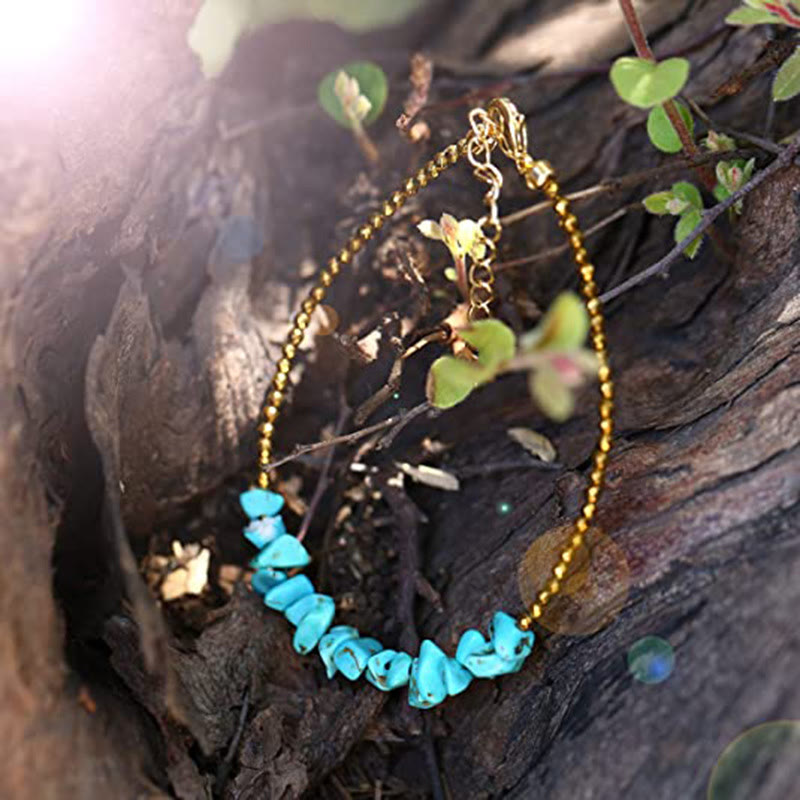 Olivenorma Gold Chain Turquoise Beaded Bracelet - image 3