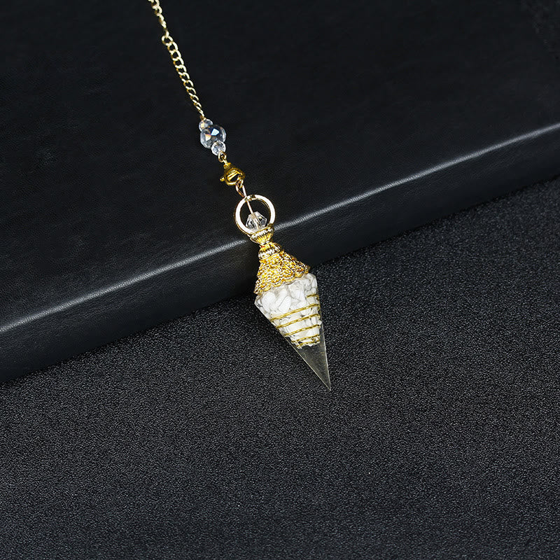 Olivenorma Natural Crystal Resin Hexagonal Pyramid Pendulum - White Turquoise - image 41