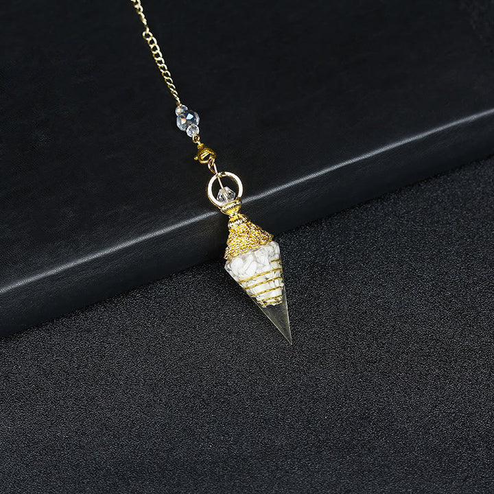 Olivenorma Natural Crystal Resin Hexagonal Pyramid Pendulum - White Turquoise - image 41