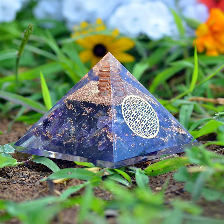 Olivenorma Amethyst Flower Of Life Orgone Pyramid - image 2