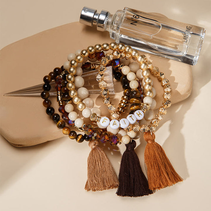 Olivenorma Set of 6 Engraved Natural Crystal Bracelets - image 0