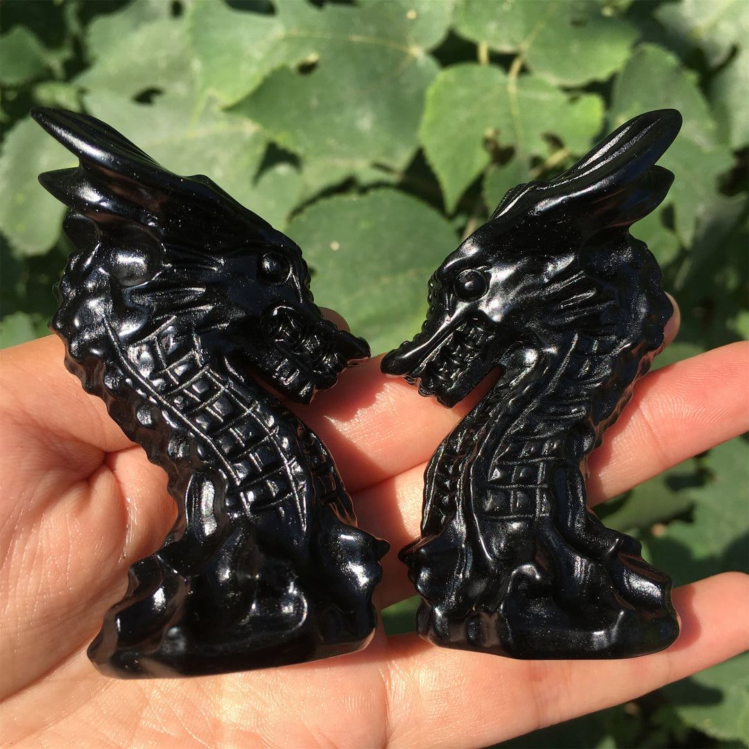 Olivenorma Obsidian Yooperlite Stone Longhorn Ornament Gemstone Decoration - Obsidian - image 0