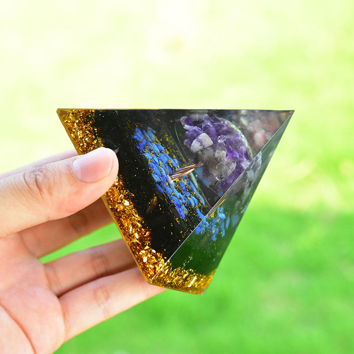 Olivenorma Amethyst Obsidian Lapis Lazuli Tree Of Life Orgone Pyramid - image 5