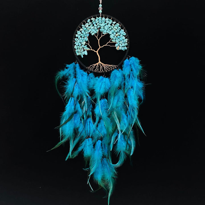 Olivenorma Crystal Tree of Life Pink Feather Dream Catcher - Turquoise - image 30