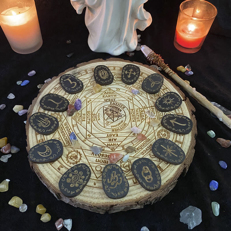 Olivenorma Witch Rune Set Healing Alchemy Woodcut Meditation Decor - image 1