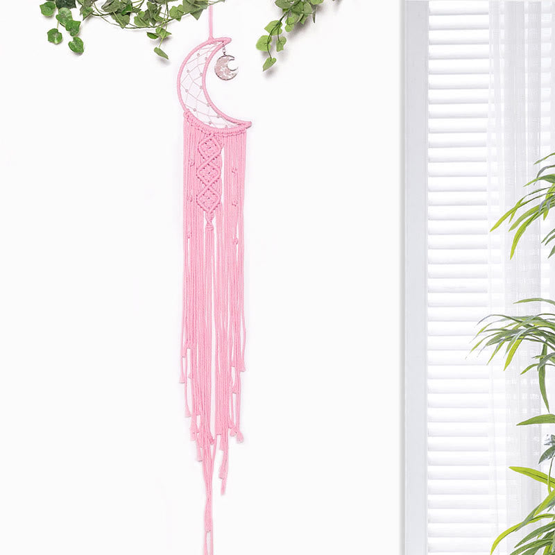 Olivenorma Crystal Tree of Life Braided Cotton Rope Dream Catcher - Rose Quartz - image 4