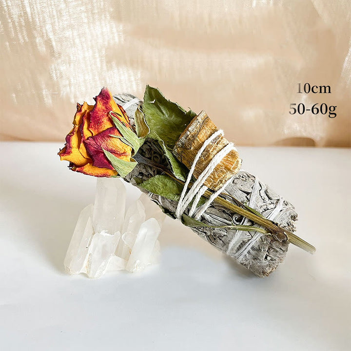 Olivenorma Natural Crystal Plant Rose Dried Flowers White Sage - Flame Rose&Tiger Eye - image 3
