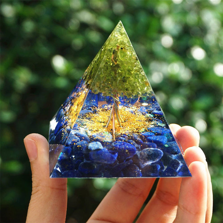 Olivenorma Tree of Life Peridot With Lapis Lazuli Orgone Pyramid - 10*10cm - YES PLEASE $8 - image 0