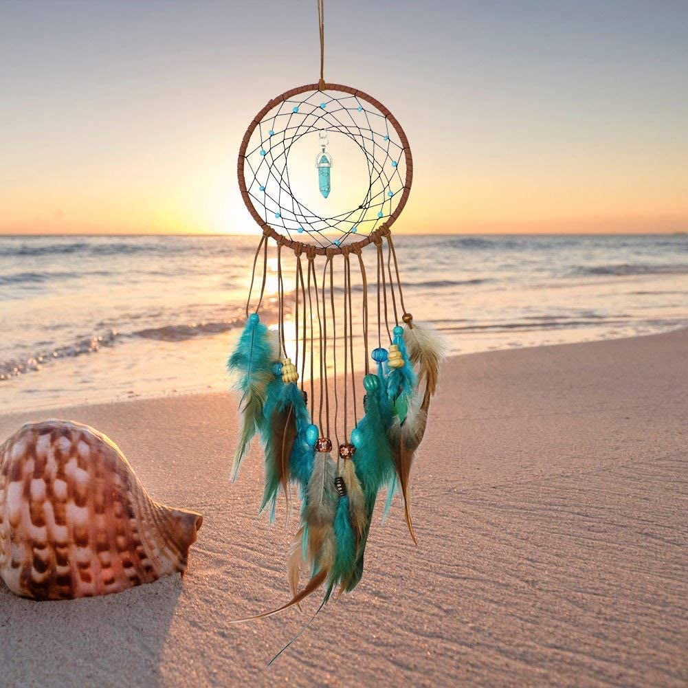 Olivenorma Turquoise Handmade Traditional Feather Dream Catcher - image 1