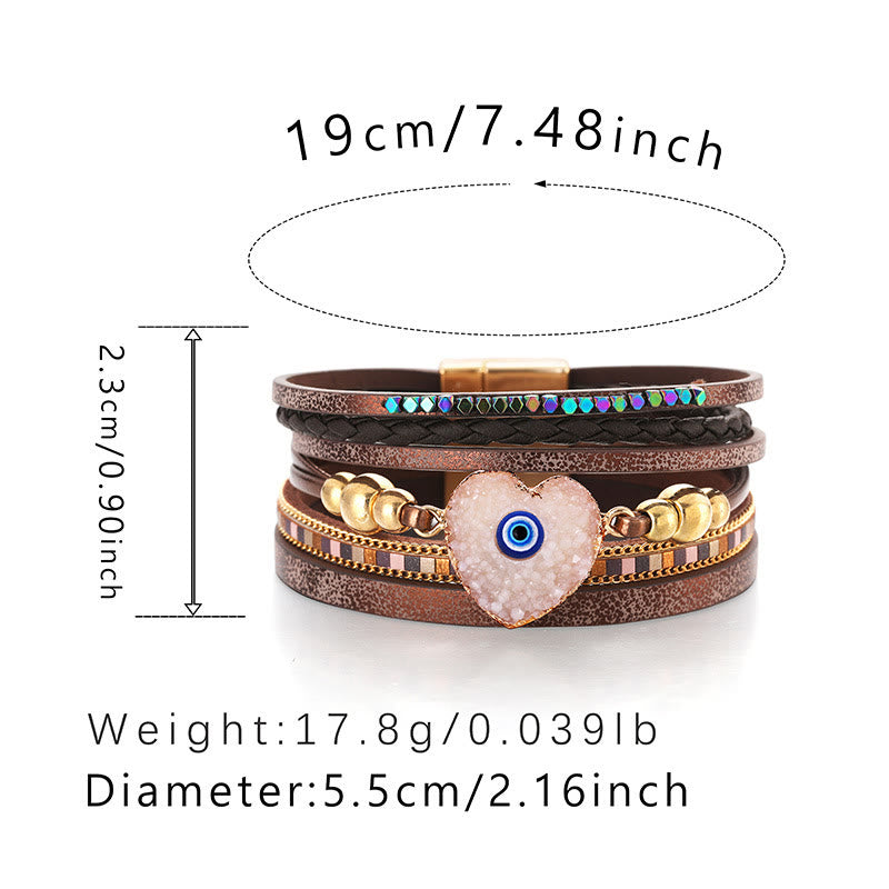 Olivenorma "Triple Protection" Heart Crystal Gold Bead Evil Eye Bracelet  - image 28