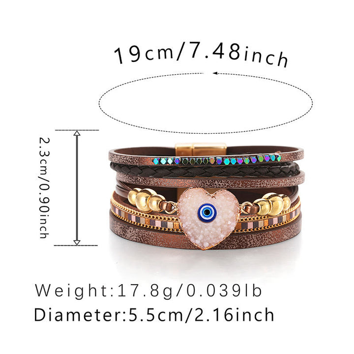 Olivenorma "Triple Protection" Heart Crystal Gold Bead Evil Eye Bracelet  - image 28