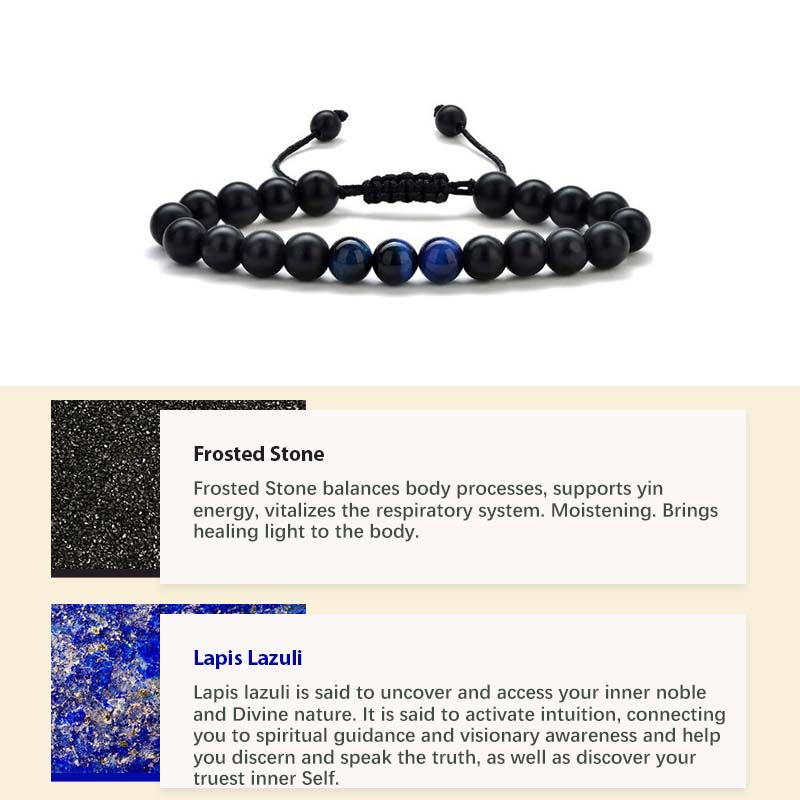 Natural Crystal Stone Healing Bracelet - Frosted Stone&Lapis Lazuli - image 8