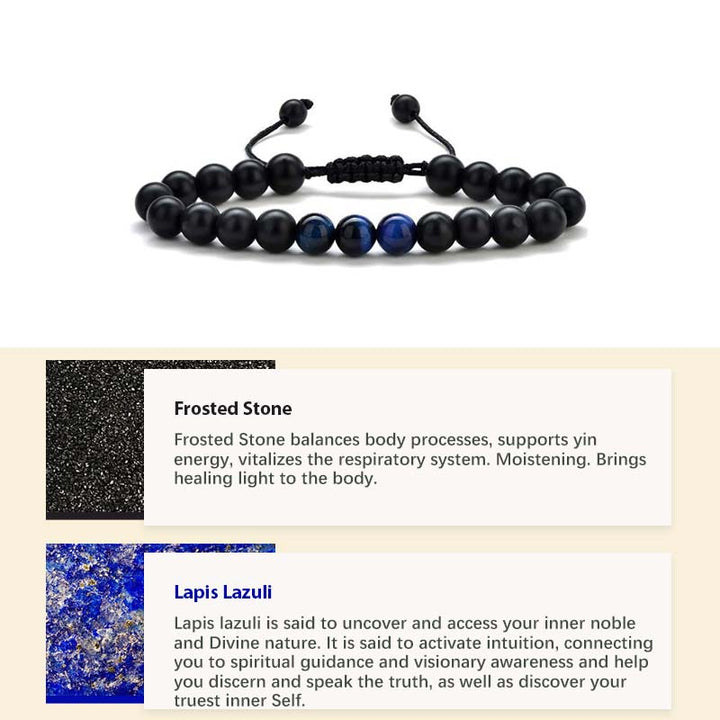 Natural Crystal Stone Healing Bracelet - Frosted Stone&Lapis Lazuli - image 8