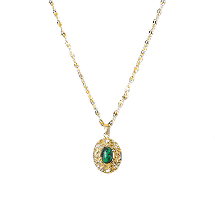 Olivenorma Oval African Turquoise Green Pendant Necklace - Malachite - image 9