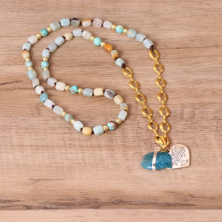 Olivenorma Irregular Stone Beads Heart Pendant Mala Necklace - Mala Necklace - image 0