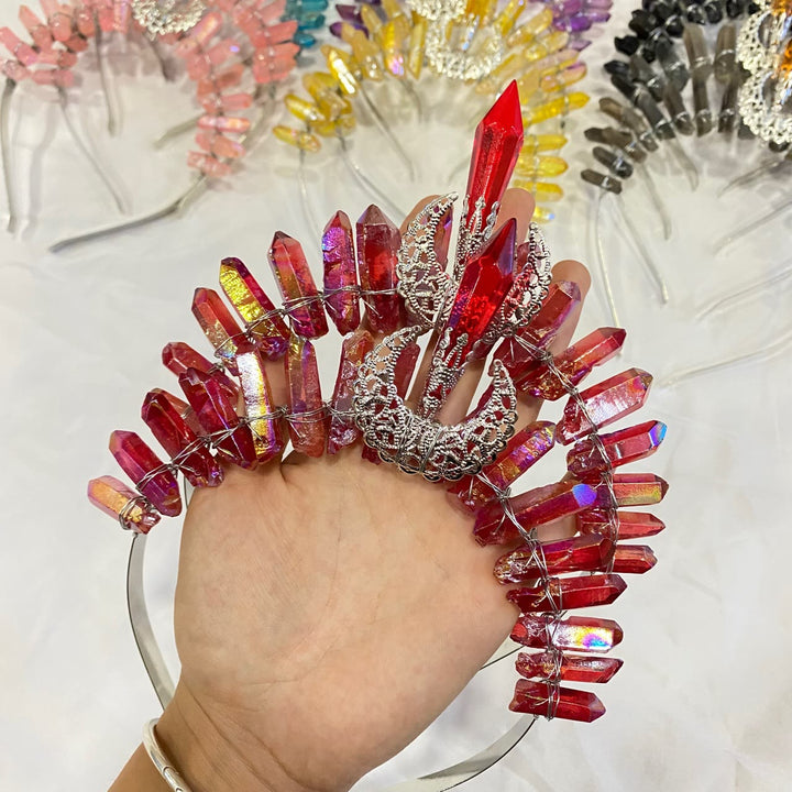 Olivenorma Moon Decoration Headband Natural Crystal Crown - Ruby Quartz - image 4