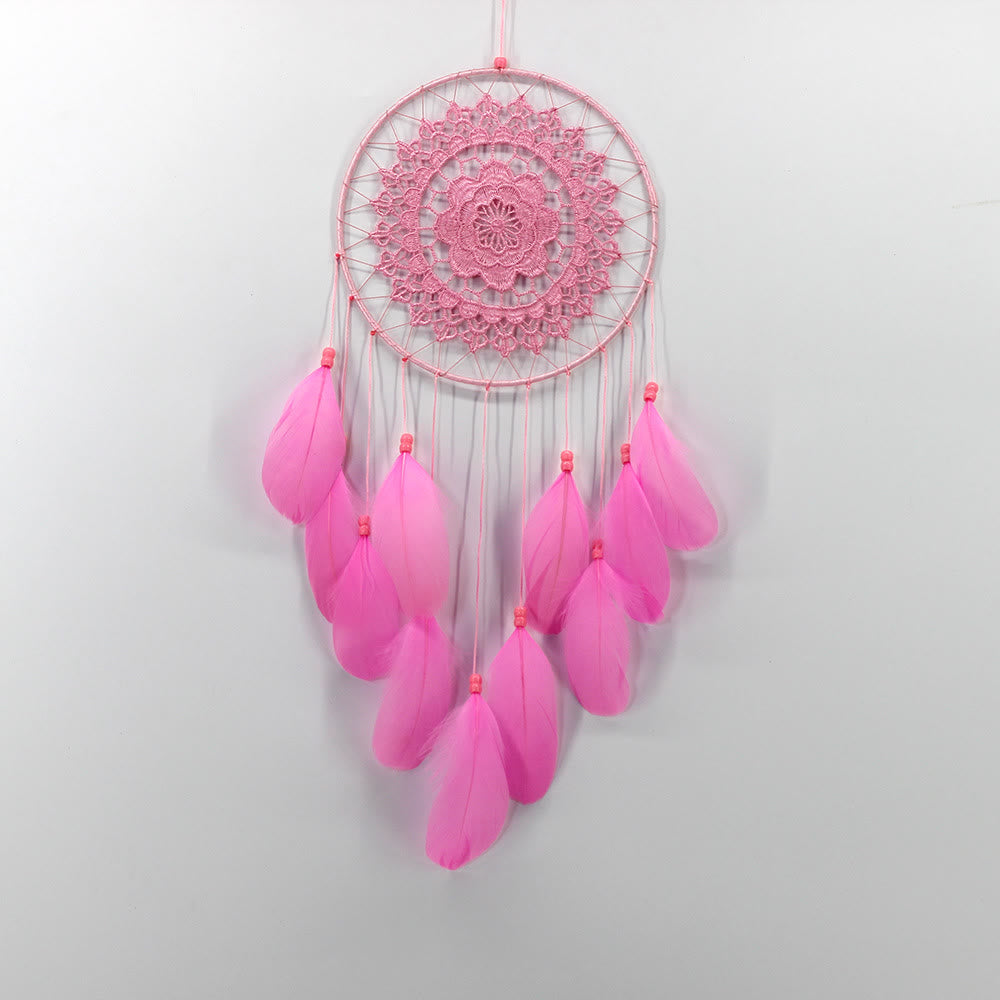 Olivenorma Handwoven Bohemian Dreamcatcher - Small Pink Flowers - image 10