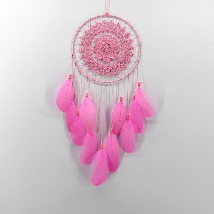 Olivenorma Handwoven Bohemian Dreamcatcher - Small Pink Flowers - image 10