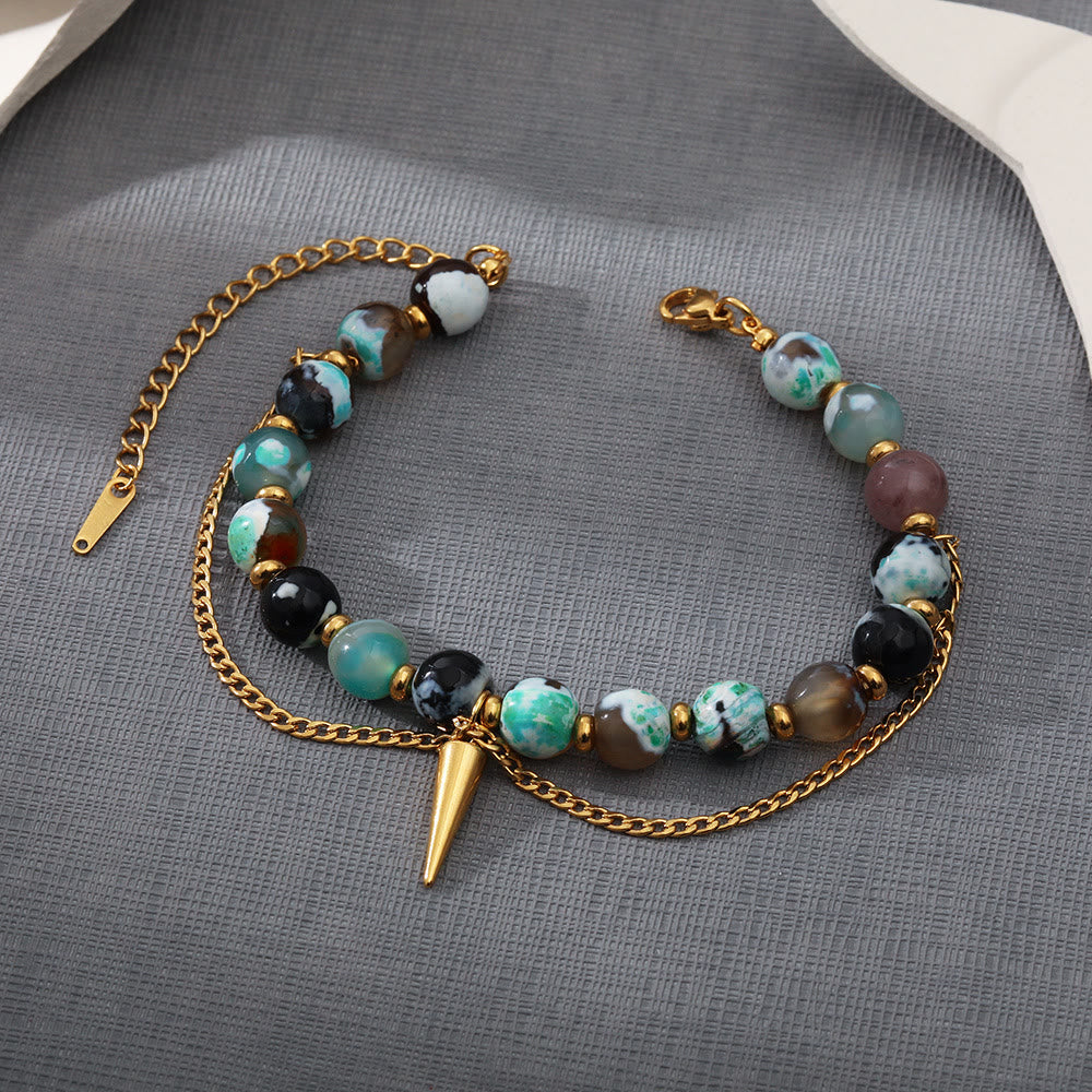 Olivenorma Multicolored African Turquoise Stainless Steel 18K Bracelet - image 4