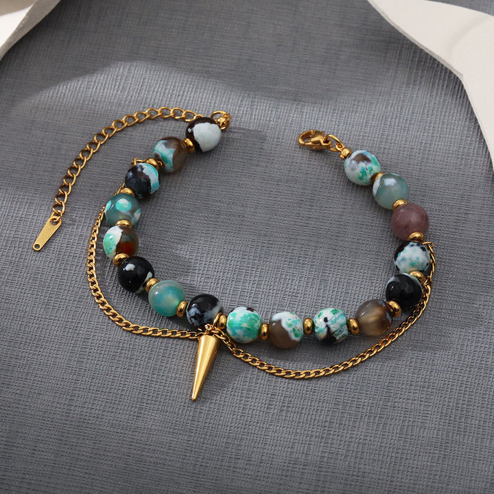 Olivenorma Multicolored African Turquoise Stainless Steel 18K Bracelet - image 4