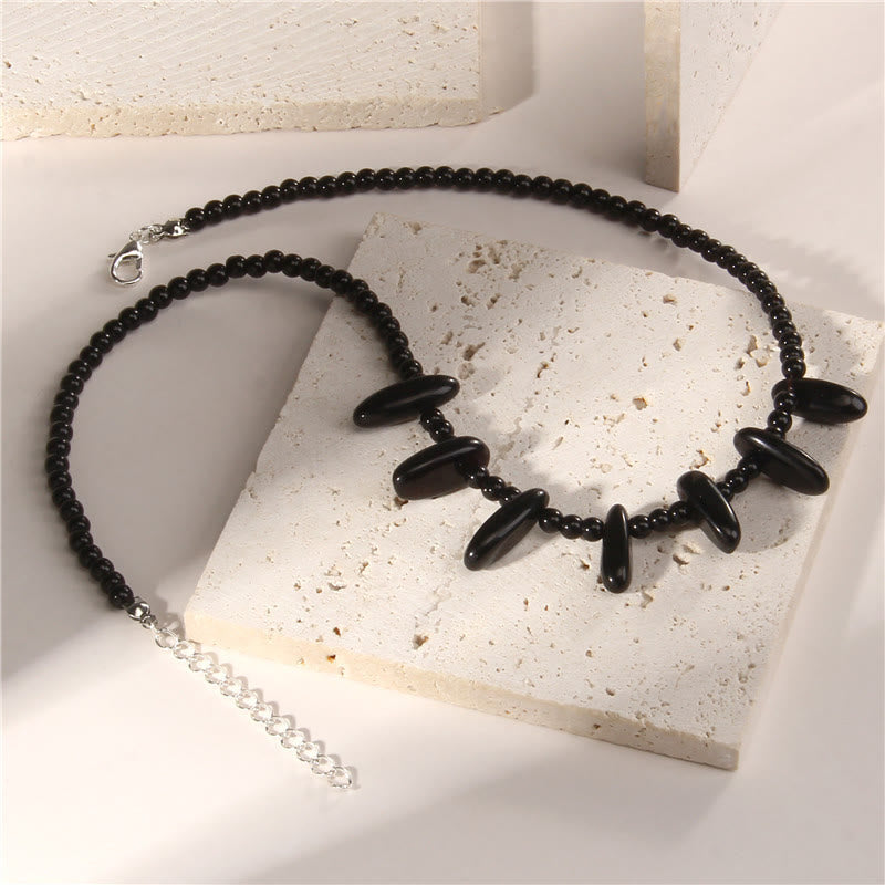 Olivenorma 4mm Bead Natural Tusk Stone Bohemian Necklace - image 6