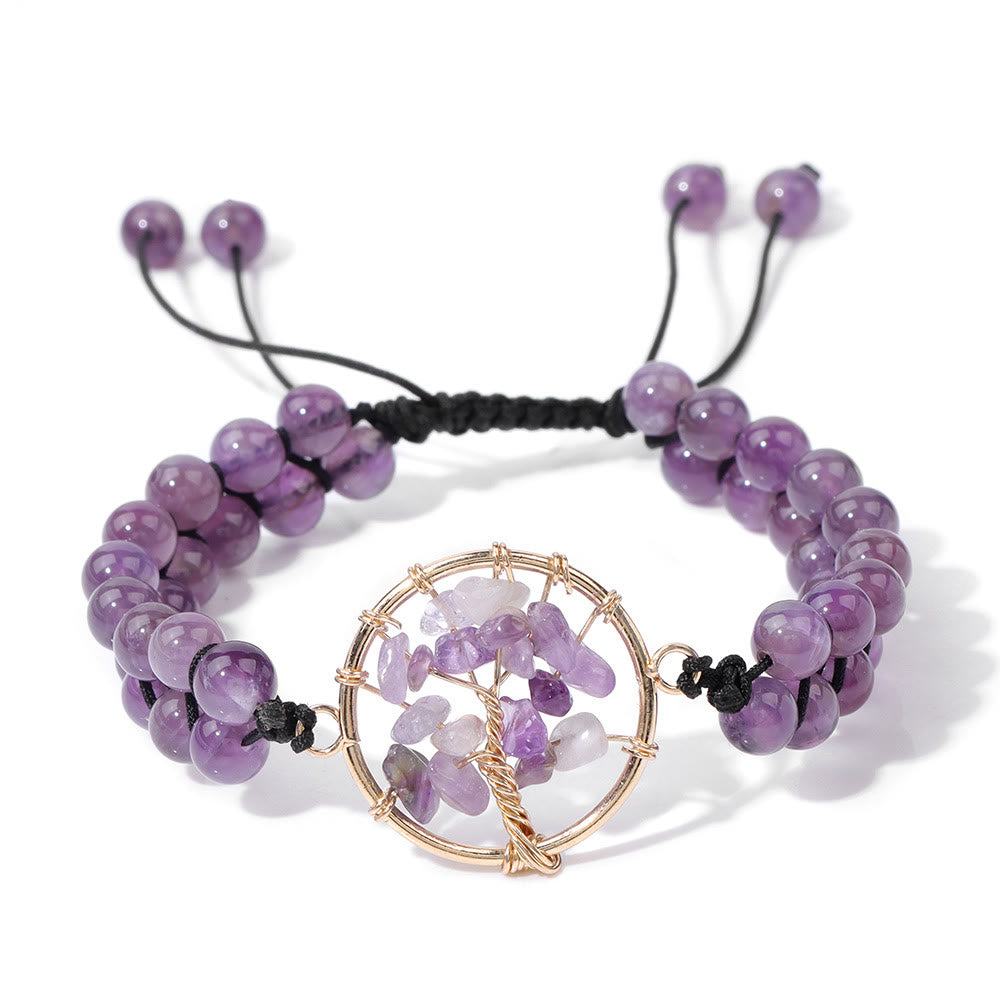 Olivenorma 6mm Beads Double Braided Tree Of Life Bracelet - Amethyst - image 13