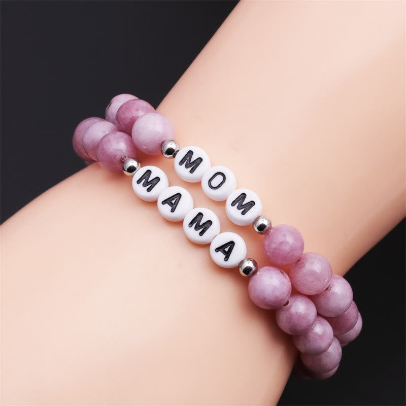 Olivenorma Engraving Mom Mama Natural Stone Beaded Bracelet - image 1