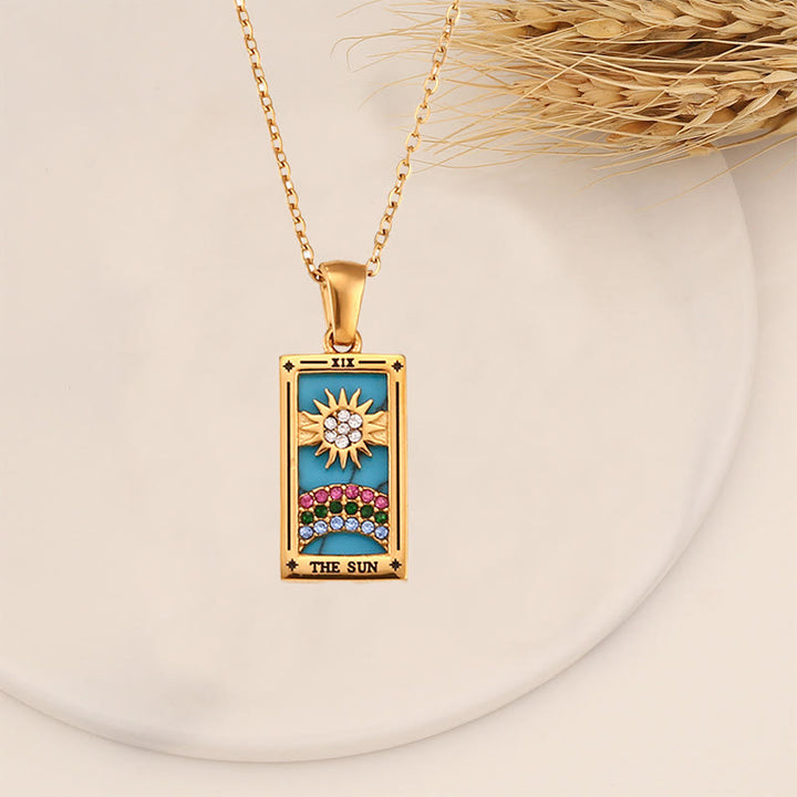 Olivenorma "Sun Lovers Star Moon" Tarot Cards Sign Necklace - THE SUN - Rose Gold - image 1