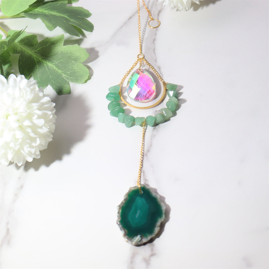 Olivenorma Crystal Suncatchers Moon Boho Decor Wind Chime - Green Aventurine&Malachite - image 13