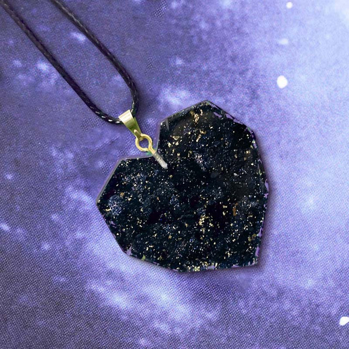 Olivenorma Blue Sandstone Natural Crystal Heart Necklace - image 4