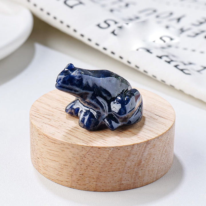 Olivenorma Natural Gemstone Carved Frog Statue Gemstone Decoration - Sodalite - image 29