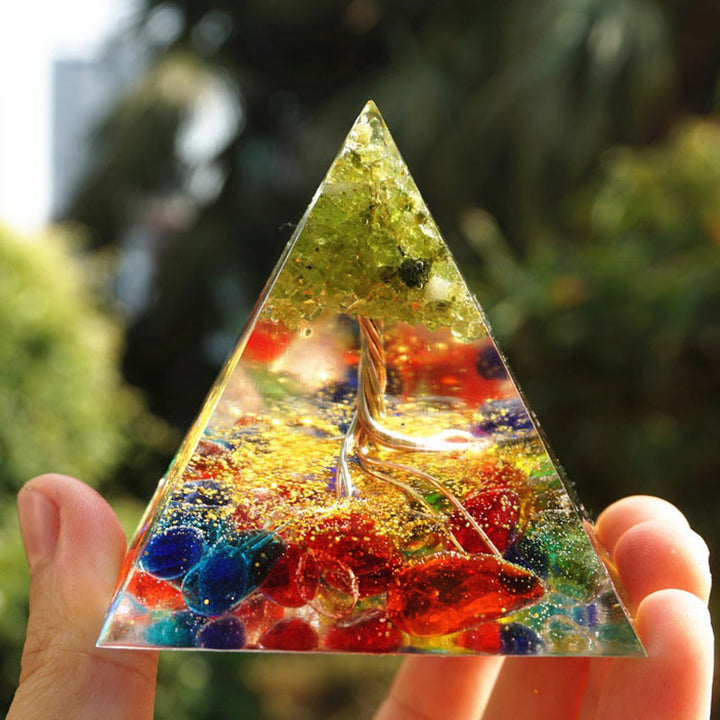 Olivenorma Fluorite Peridot Tree Of Life Orgone Pyramid - image 1