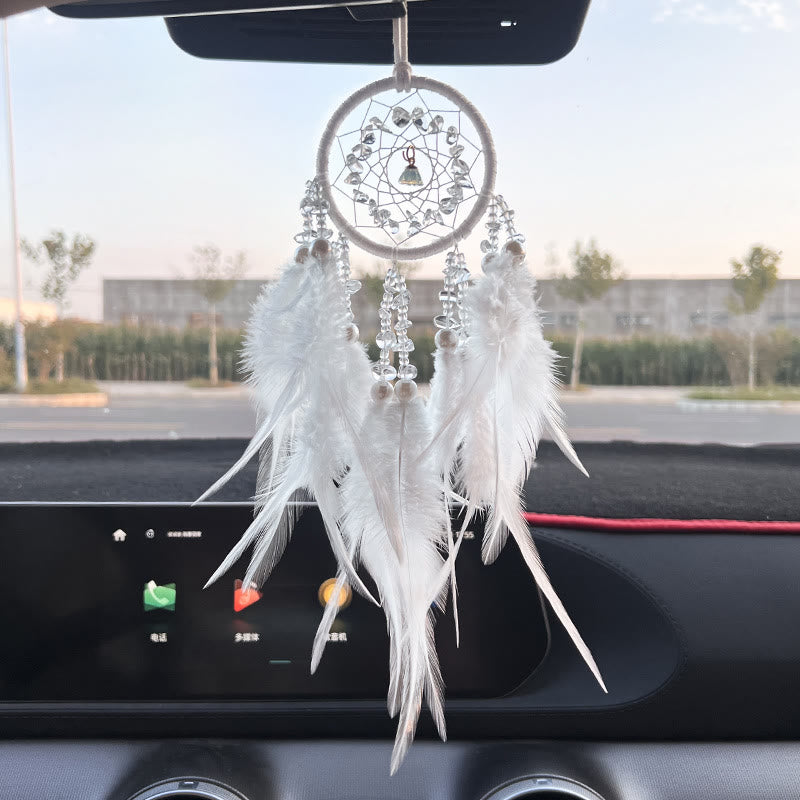 Olivenorma Car View Mirror Hanging Handwoven Dream Catcher - Clear Crystal - image 6