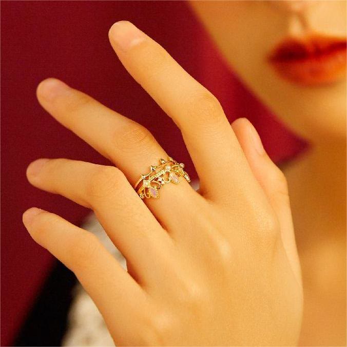 Olivenorma Opalite Freshwater Pearl Rapunzel Crown Ring - image 1