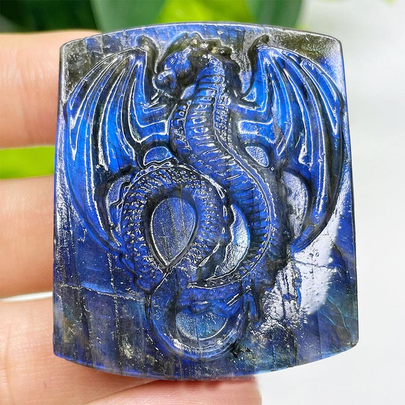 Olivenorma Natural Labradorite Moon Face Ornaments Gemstone Decoration - Flying Dragon #Labradorite - image 29