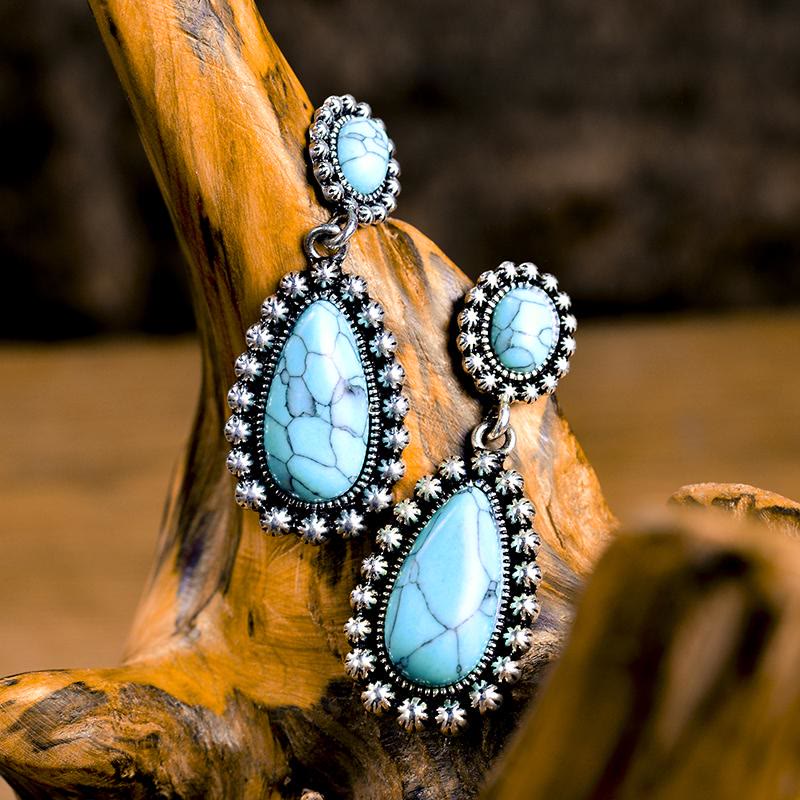 Olivenorma Teardrop Turquoise Earrings - image 3