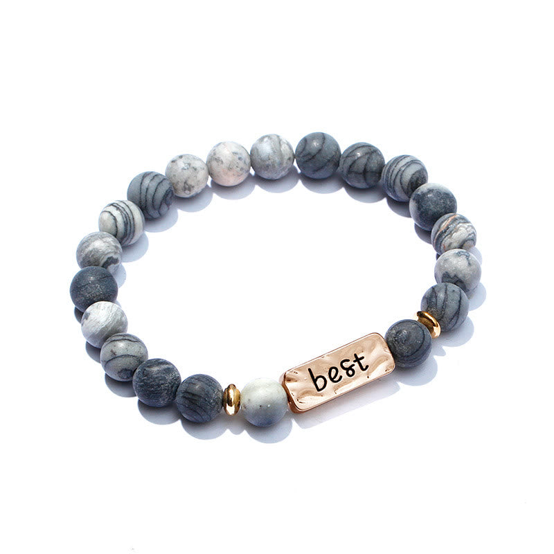 Olivenorma Natural Gemstone Best Friend Forever 3 Piece Engraving Bracelet Set - image 17