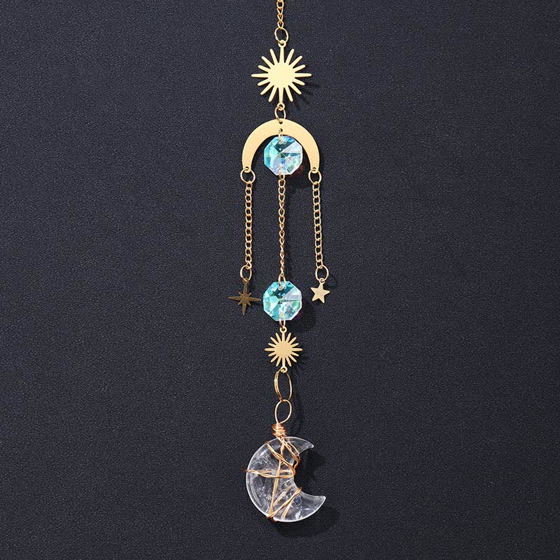 Sun And Moon Crystal Handmade Gemstone Ornament - Clear Crystal - image 1