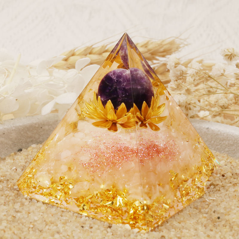 Olivenorma Amethyst Clear Quartz Orgone Pyramid - image 2