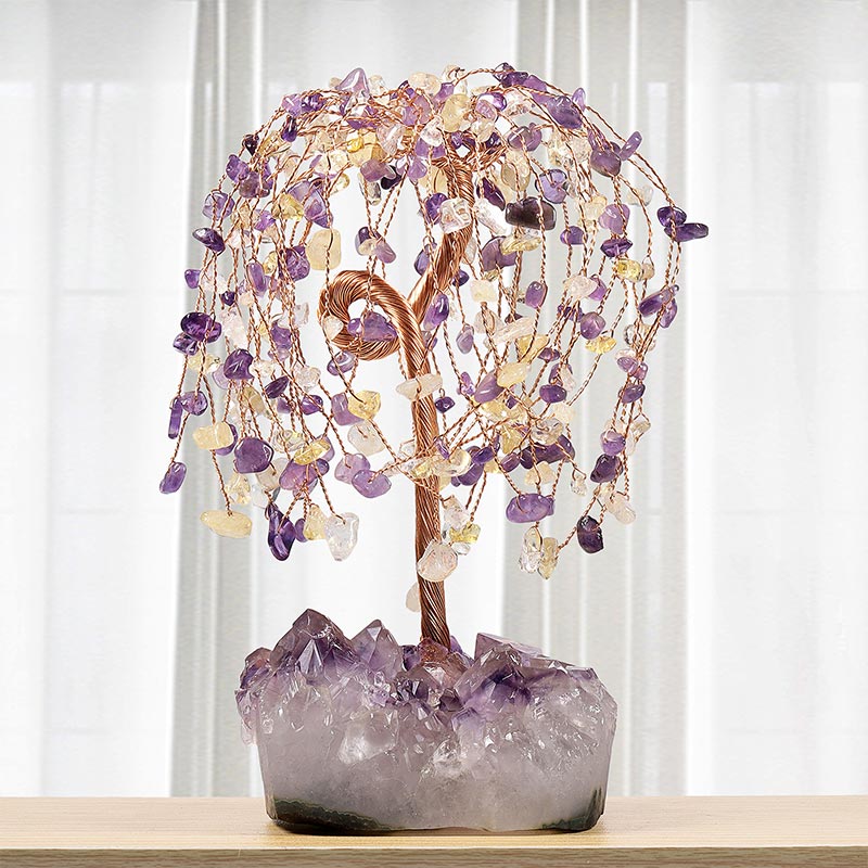 Olivenorma Natural Crystal Stone Feng Shui Tree - Amethyst&Citrine - image 0