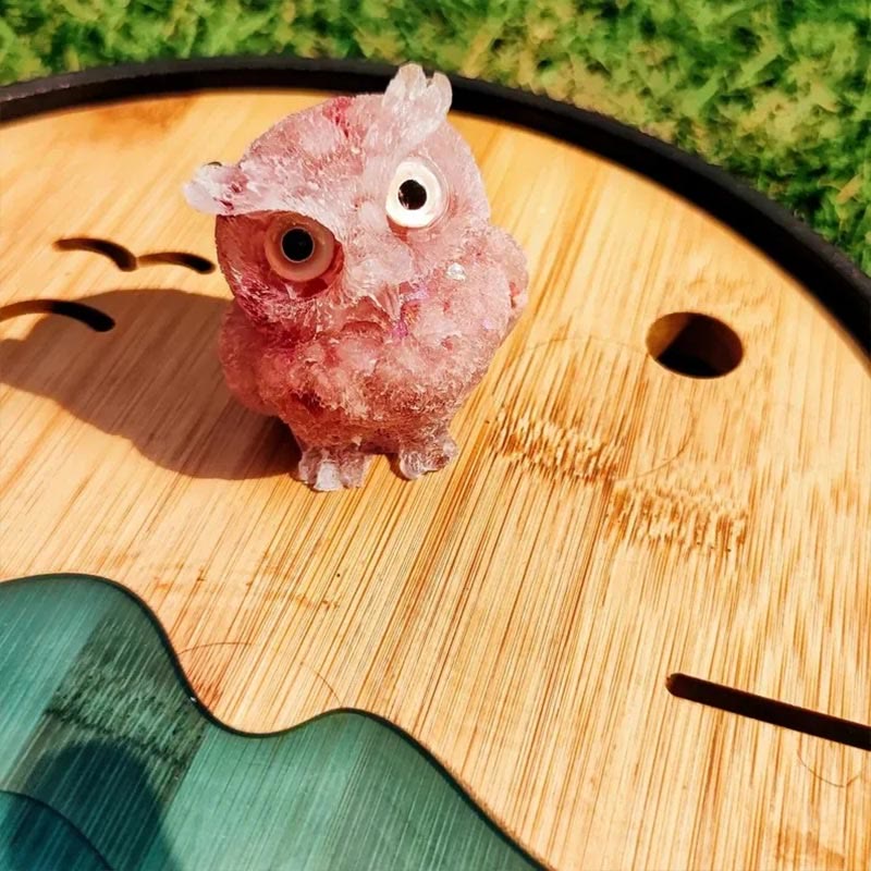 Olivenorma Natural Crystal Gemstone Owl - Rose Quartz - image 2