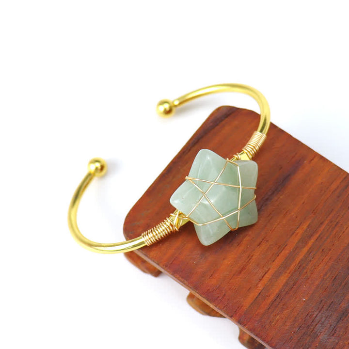 Olivenorma Gold Wire Wrapped Star Shape Gemstone Bracelet - Green Aventurine - image 8