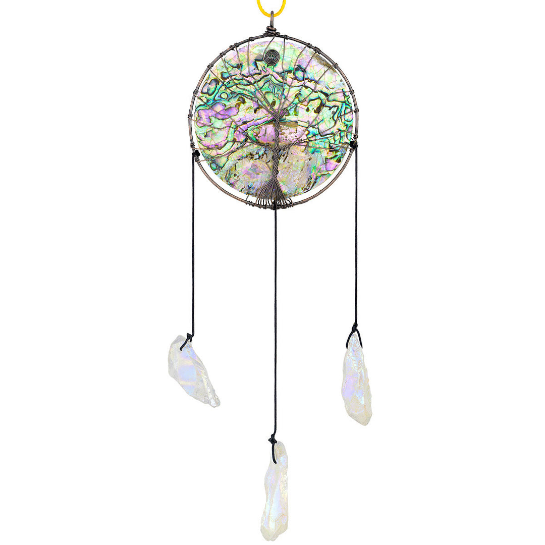 Olivenorma Abalone Shell Tree Of Life Hanging Ornament - Electroplated White Crystal - image 5