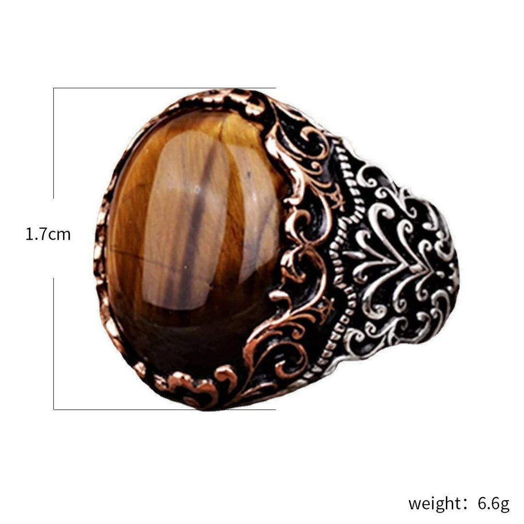 Olivenorma Men's Tiger Eye Gemstone Ring - image 4