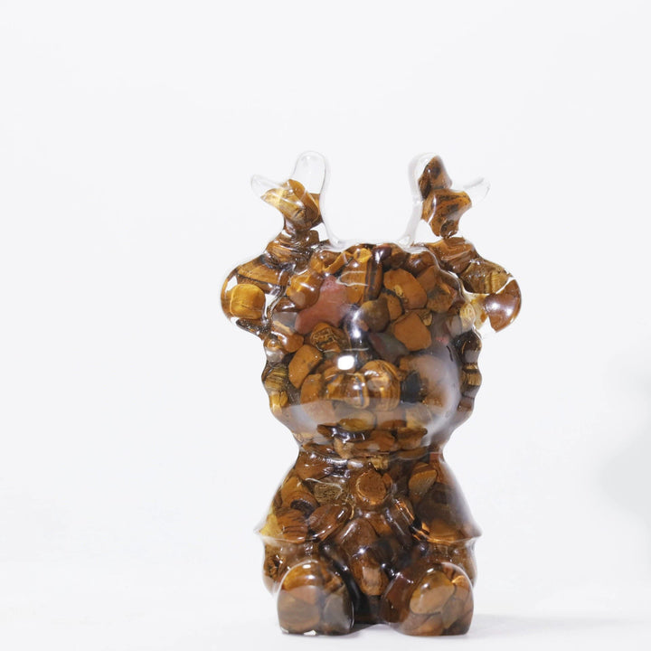 Olivenorma Natural Crystal Elk Ornament Gemstone Decoration - Tiger Eye - image 5