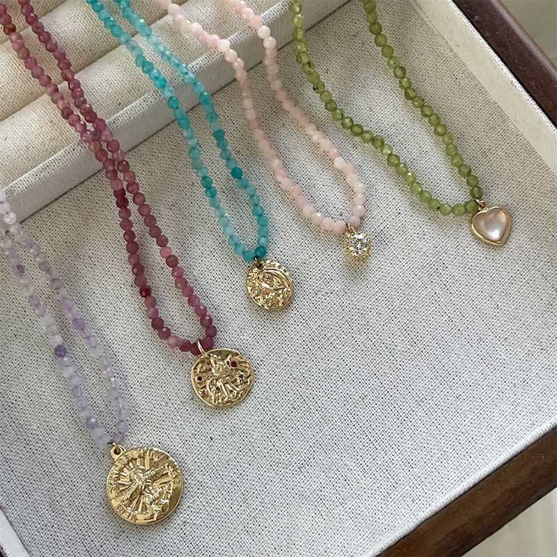 Olivenorma Natural Crystal Metal Plate Pendant Necklace - image 40