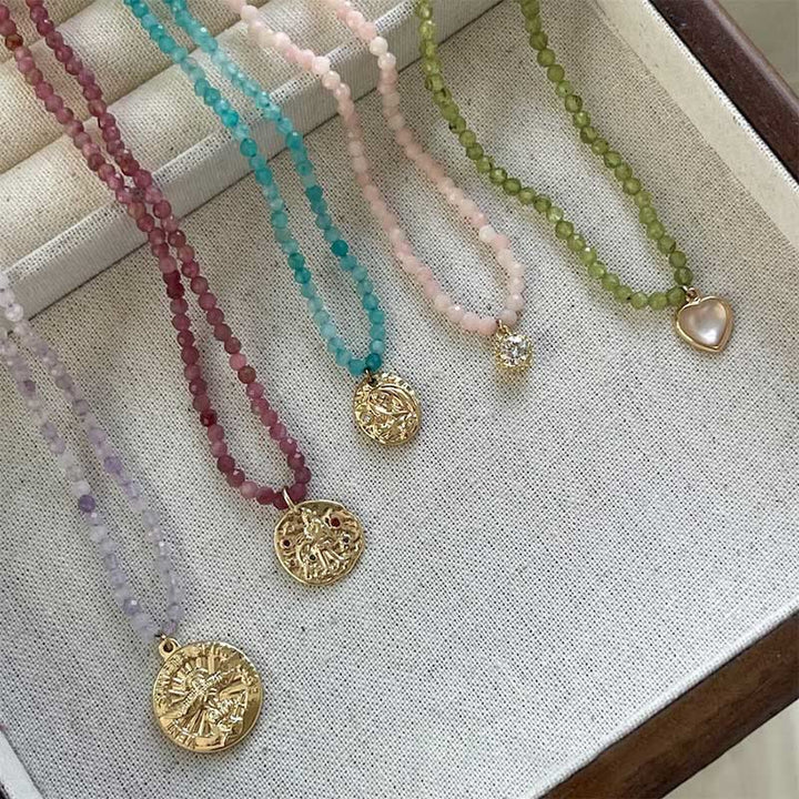 Olivenorma Natural Crystal Metal Plate Pendant Necklace - image 40
