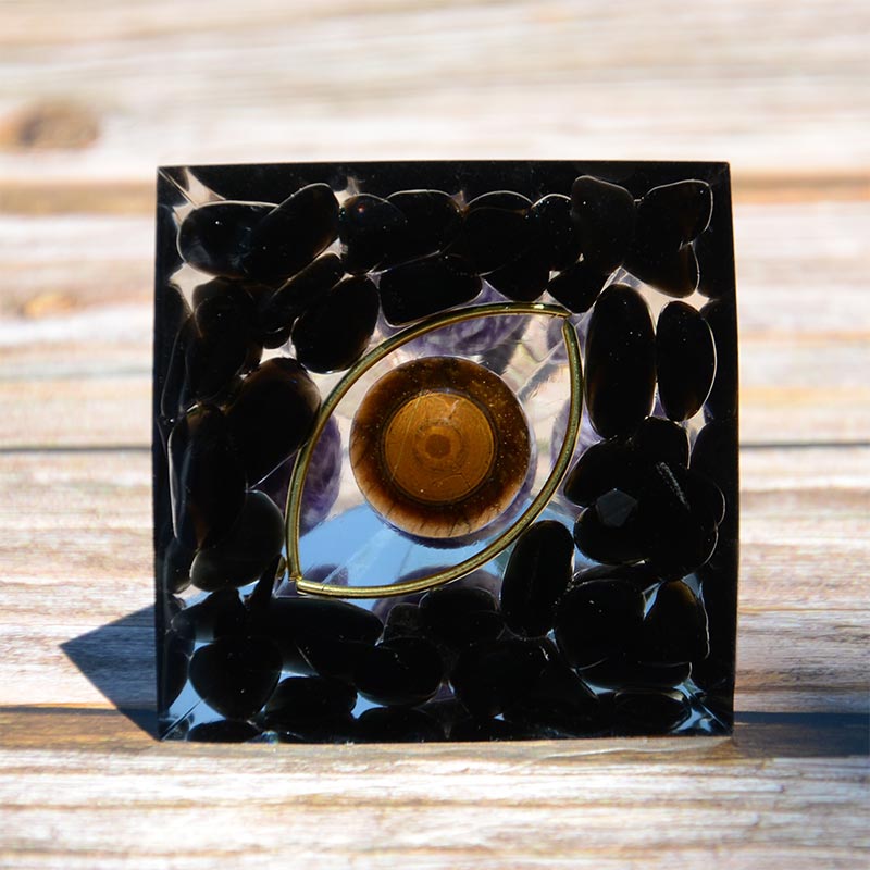 Amethyst Sphere With Obsidian Tiger Eye Orgone Pyramid - image 8