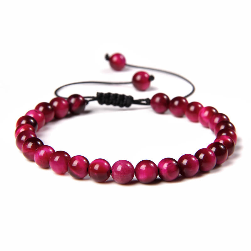 Olivenorma Natural 6mm Stone Beads Braided Wrap Bracelet - Pink Tiger Eye - image 12