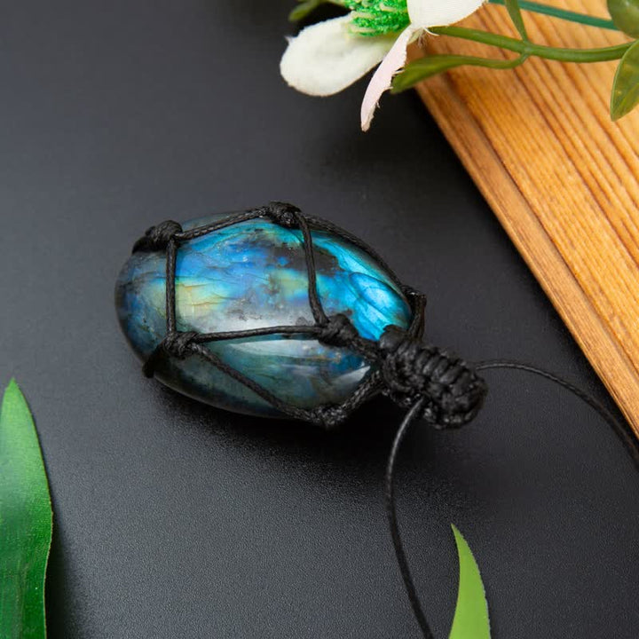 Olivenorma Wrapped Dragons Heart Natural Labradorite Stone Necklace - image 7